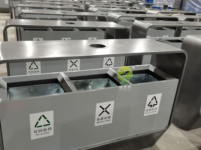 惠州商業街戶外不銹鋼垃圾箱廠家分類定制