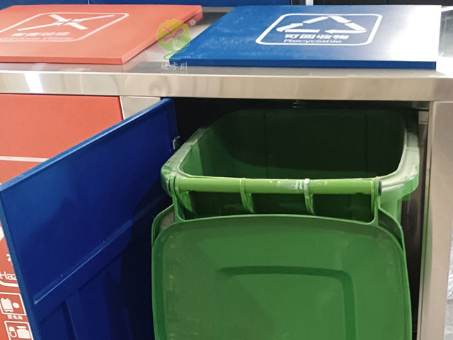 東莞社區垃圾分類亭配套腳踏式不銹鋼大分類垃圾桶