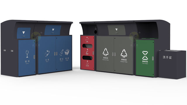 深圳2020款垃圾分類投放點生活垃圾收集容器單排場地空間受限改L型組合擺放圖