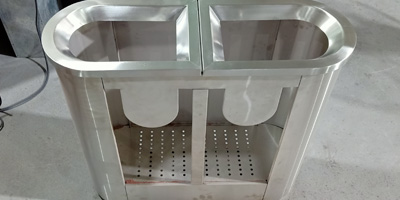 地鐵透明防爆分類垃圾箱-機場地鐵室內不銹鋼垃圾箱欣方圳廠家生產圖