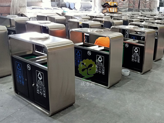 戶外不銹鋼烤漆垃圾桶-廣州市政不銹鋼垃圾桶果皮箱